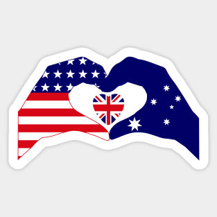 We Heart USA & Australia Patriot Flag Series Sticker